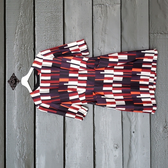 RAG & BONE Bus Seat Anne Dress sz 4 Women's Silk Geo Print Shift Business Casual - Picture 4 of 13